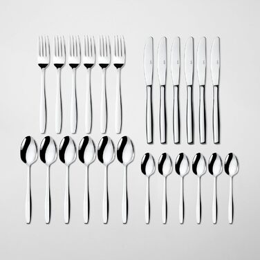 Нержавіюча сталева стололова посуд - набір 24 шт для 6 осіб. Елегантний набір для щоденного використання та особливих випадків. Стійкий до іржі.