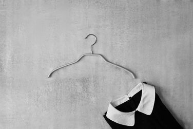 MAWA Clothes Hangers, Set of 10 Space-Saving and Non-Slip Hangers, Ideal for Shirts and Blouses, with 360° Swivel Hook, Non-Slip Coating, 45 cm, Silver