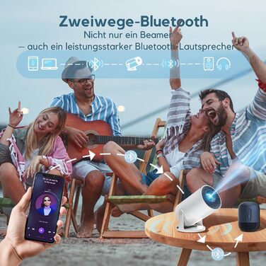 Розумний проєктор AKIYO O2 з підтримкою 1080P, Android 11, WiFi 6, Bluetooth 5.4 та автотрапецеїдною корекцією. Підтримка HDMI, USB, Smartphone, Laptop, PS5. Поворотний на 180°