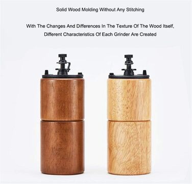 Ручна кавомолка Akirakoki з дерева та чавуну, велика ємність, регульована ступінь помолу, для подорожей та кемпінгу (коричневе дерево)