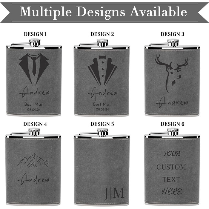 Набір фляга з гравіюванням гір, фляга з нержавіючої сталі 237мл/8oz, персоналізований подарунок на день народження для чоловіків, кемперів, туристів (сірий)