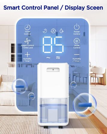 EasyAcc Електричний осушувач повітря 1200мл, 18л/день, тихий, портативний, з автовимкненням та режимом сну для дому та офісу (білий)