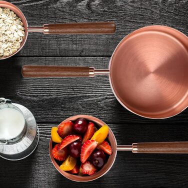 Набір мірних ложок мідних (4 шт.) з дерев'яною ручкою для кави, кухні, випічки 60/80/125/250 мл Akazie (Золото)