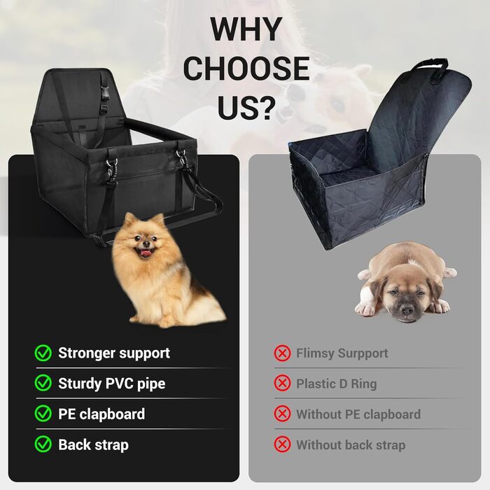 Автомобільний лежак для собак на заднє сидіння, чорний, з дихаючого матеріалу Oxford, миючий, для маленьких та середніх собак