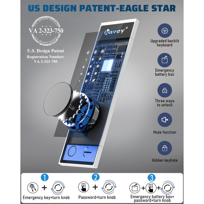 Кейві 2.0 Kub Safe Box: сейф з LCD-сенсорним екраном, двома тривогами, LED-підсвіткою, знімною полицею, для грошей, документів та цінностей (2,0 м³)
