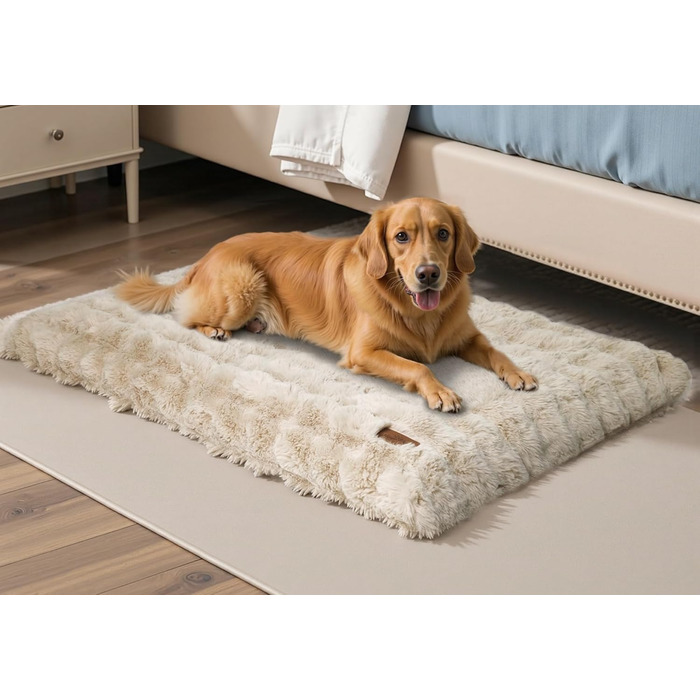 Крісло-ліжко для собак BingoPaw: великі собаки, миюче, XXL, плюшеве, водонепроникне, 120x90x12 см, бежеве