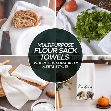 Madras Collections 10-Pack Flour Sack Dish Towels, Certified Organic Cotton, Flour Sack, Towels, Very Absorbent, Embroidery Dish Towels, Kitchen Towels, 71.1 x cm (white) Towels