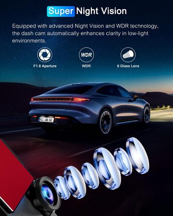 Відеореєстратор у машину 4K Dual Dashcam з CPL фільтром, 360°, WiFi, IPS, Нічне бачення, G-сенсор, Паркувальний режим, 64GB SD карта