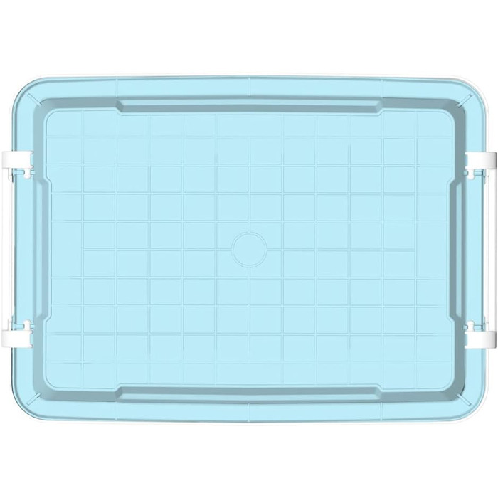 Cetomo 65 l x 6 Plastic Storage Box, Tote Bag, Organizer Container with Robust Lid and Secure Locking Buckles, Stackable, 6 Pieces, Blue with Buckle (20L*6)