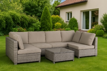 Комплект садових меблів із техноротанга MEBEL ELITE, сірий, 5 предметів