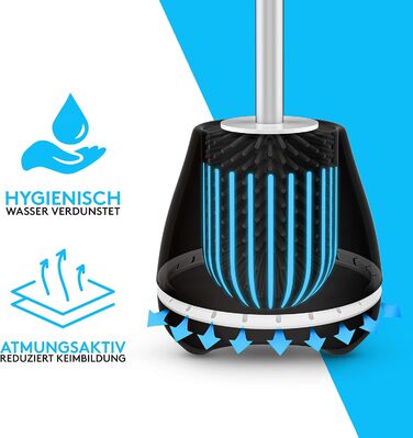 Щітка для унітазу Meister Faktur чорна - з дихаючою підставкою, антибактеріальна, для ефективного прибирання