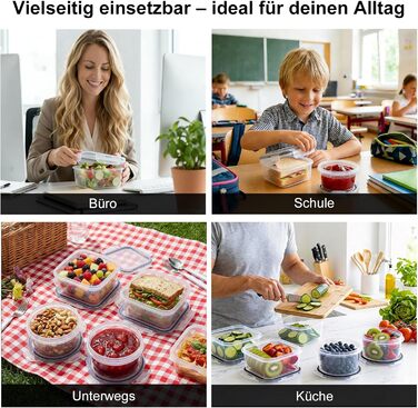Набір контейнерів для зберігання продуктів Haushaltszauber 13 шт (8 кв. 0.55л + 5 круг. 0.24л) | Герметичні, BPA-free, штабельовані, прозорі | Для кухні, холодильника, морозильника