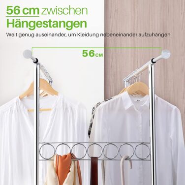 Стійка для одягу HOKEEPER на колесах, подвійна, вантажопідйомність до 283 кг (D002)