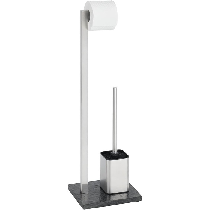 Набір для туалету WENKO Slate-Rock: тримач туалетного паперу та щітка для унітазу, нержавіюча сталь, антрацит, 73.5 x 19.5 x 23 см