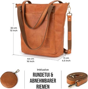 Сумка жіноча шкіряна через плече Berliner Bags Verona (коричнева). Велика сумка-шопер з YKK-застібкою