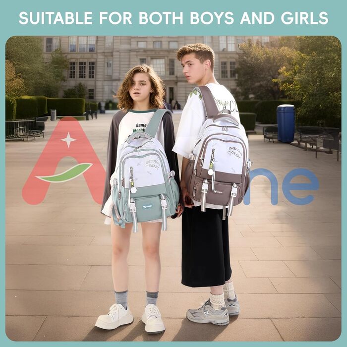 Шкільний рюкзак для підлітка, 36L, для дівчаток 3-9 клас, великий стильний рюкзак для ноутбука 16 дюймів, повсякденний, сумісний з візком (світло-блакитний)