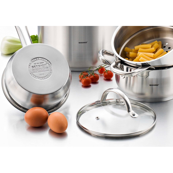 Bergner 8-Piece Cookware Set, Stainless Steel, Steel, TLG 3 Liter