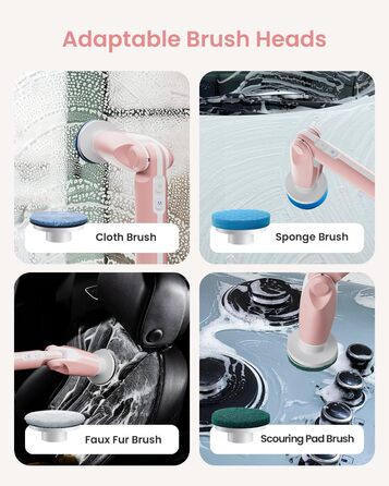 Leebein Electric Cleaning Brush, 2024 New Spin Scrubber with 8 Interchangeable Brush Heads, Remote Control, Adjustable Long Handle 38-132CM & 2 Speeds and for Bathroom/Kitchen