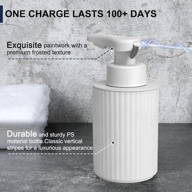 Phneems Automatic Soap Dispenser - Electric Automatic Soap Dispenser with Sensor - No Touch Sensor - Automatic Soap Dispenser for Bathroom, Kitchen, Office - USB - White