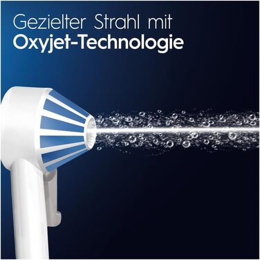 Oral-B AquaCare 6 бездротова іригатор, 3 насадки, очищувач міжзубного простору, делікатне очищення зубів та здоров'я ясен, технологія Oxyjet, 3 режими догляду за зубами, подарунок для чоловіка/жінки, білий/сірий