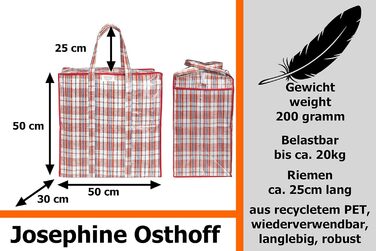 Josephine Osthoff Unisex Heavy-Duty Waterproof Storage Bags, Durable & Versatile, With Zipper for Moving & Shopping, 75L Capacity, Up to 20 kg Load, Black, Pack of 9 (9 Pieces Red)
