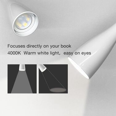 Нічник-лампа для читання Wandleuchte з USB, 5 рівнів яскравості, сенсорне керування, гнучкий кронштейн, білий