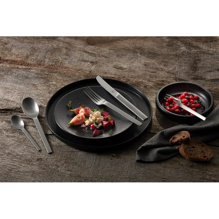 ZWILLING 1027162 Minimal Cutlery Set, 68-Piece, for 12 People, 18/10 Stainless Steel, Vintage-Style Dinner Cutlery, Hammered, Dishwasher-Safe, Silver