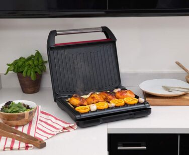 George Foreman Contact Grill & Panini/Sandwich Maker - 24x17cm, 3-Portion Size - Steel Red - Reduces Up to 42% Fat