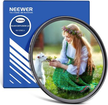 Фільтр NEEWER Black Diffusion 62mm для відеозйомки та портретів – м'який ефект, захисне покриття