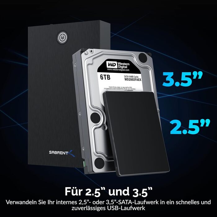 Корпус для жорсткого диска/док-станція Sabrent для 2.5' та 3.5' SATA HDD/SSD – USB 3.0, 5 Gbps, без інструментів, LED, Plug & Play (EC-KSL3)