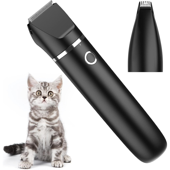 Триммер для собак: набір для стрижки кігтів, USB-зарядка, безпечний, тихий, IPX7 водонепроникний, чорний