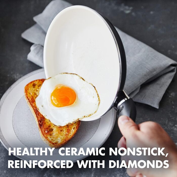 Набір сковорідок GreenPan Rio з антипригарним покриттям CeramTec, 2 шт (20 см та 26 см), без PFAS, Cool-Touch ручка, термостійкі до 160°C, придатні для миття в посудомийній машині, чорні та кремові