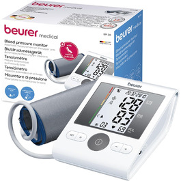 Тонометр Beurer BM 28 на плече з визначенням аритмії та кольоровим індикатором ризику, з контролем положення манжети, для обхвату плеча 22-42 см
