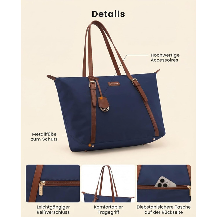 Сумка для ноутбука LOVEVOOK жіноча велика шопер для роботи, університету, школи (15.6 дюймів, синя)