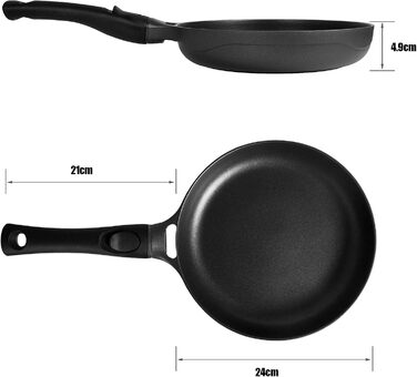 Сковорода 28 см з індукційним покриттям, знімний ручка, універсальна сковорода без BPA, алюмінієвий лиття, чорна (діаметр 24 см)