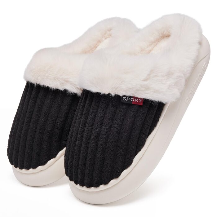 Зимові плюшеві тапочки Guyarns для жінок та чоловіків з Memory Foam, кордов'янта, неслизька підошва, комфортні домашні тапочки, підходять для дому та вулиці, зелені (40/41 EU, чорні)
