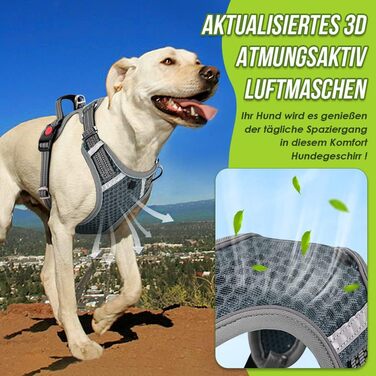 Шлейка для собак маленьких та середніх порід, Air Mesh дихаюча, з м'якою ручкою та замикаючими карабінами, анти-вислизаюча, світловідбиваюча, для цуценят (Сірий, M)