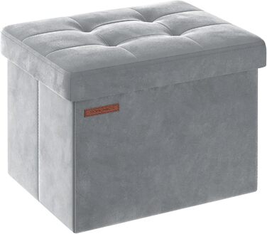 SONGMICS пуф із відділенням для зберігання, складаний табурет 38x38 см, міцна банкетка до 300 кг, для вітальні, спальні, гуртожитку, сіро-голубий