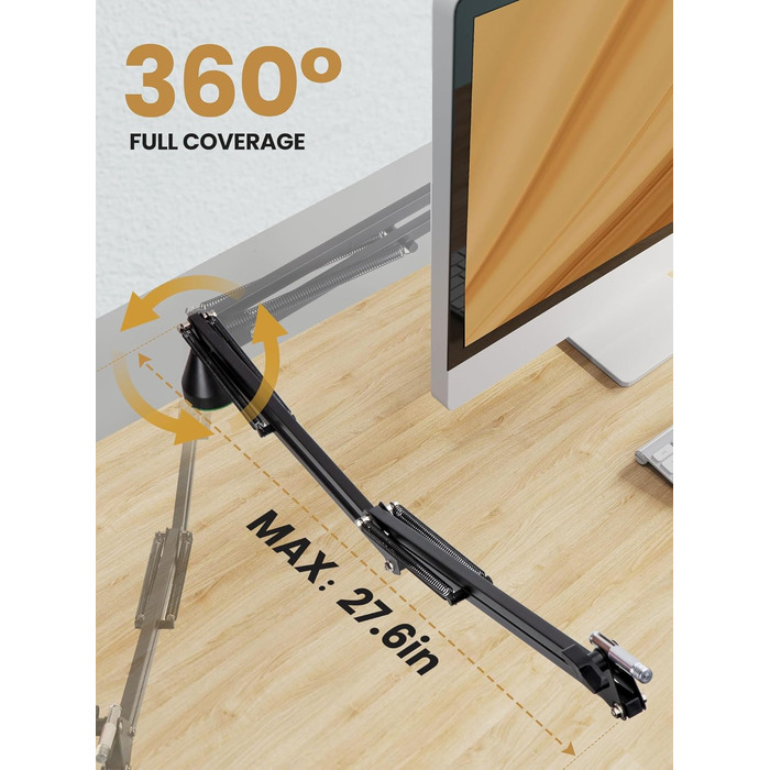 SUNMON Тримач для мікрофону HyperX QuadCast та інших - регульований кріплення для мікрофону з кабелеутримувачем, адаптер 3/8' - 5/8' для Blue Yeti, Fifine, Seiren