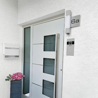 Поштова скринька Metzler Premium з газетницею, антрацит. Персоналізована з табличкою для імені. Якісна настінна поштова скринька з нержавіючої сталі V2A з порошковим покриттям RAL 7016, модель Stencil (біла)