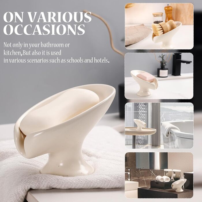 Керамічна миска для мила ANTIS'S HOME, без присоски, мармурова текстура, бежева, для ванної кімнати