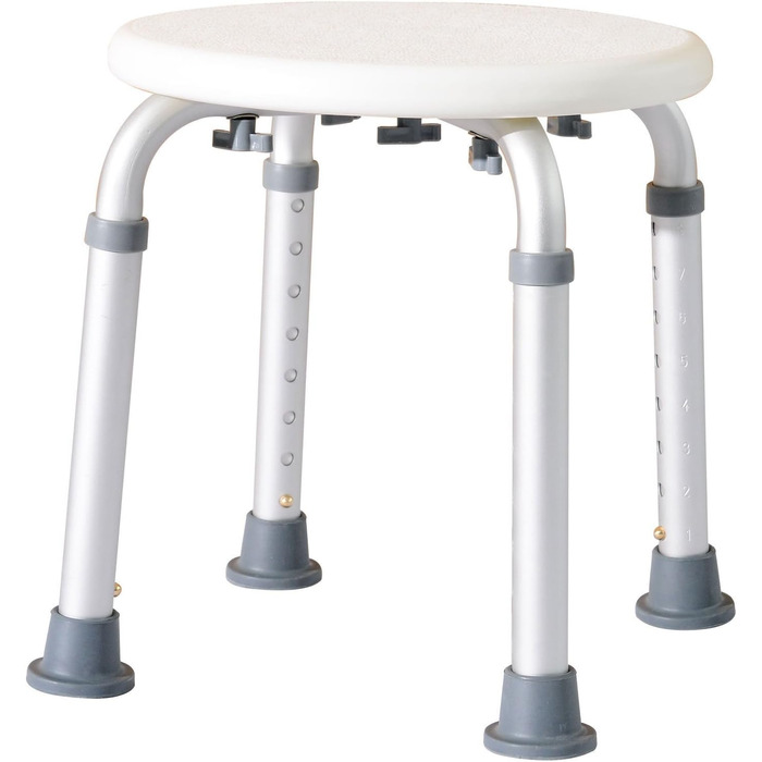 HOMCOM® Shower Stool Bath Bench Bath Chair Shower Stool Shower Seat Bath Aid Adjustable Height (Shower Stool/Round)