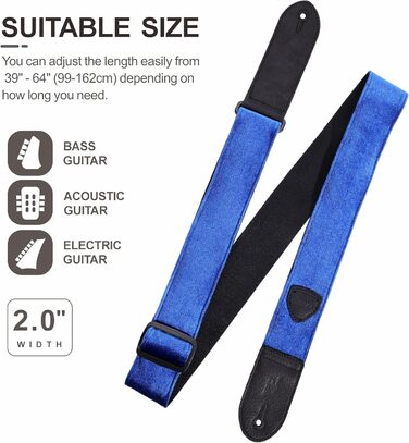 Гітарний ремінь Nefelibata з повного нубуку, вінтажний велюровий ремінь, безкоштовний бонус: 4 медіатори + фіксатори ременя + кнопка для ременя, подарунок для бас-гітари, електро- та акустичної гітари (вишуканий фіолетовий) (C#-небесно-блакитний)