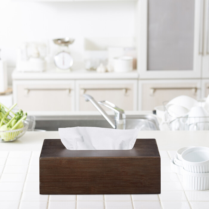Relaxdays Cosmetic Tissue Box Bamboo Brown