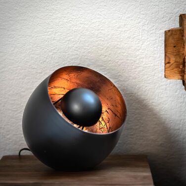 Настільна лампа ZEYA чорного кольору з мідними акцентами, Ø 23 см, в стилі лофт та ретро, E27, 40W