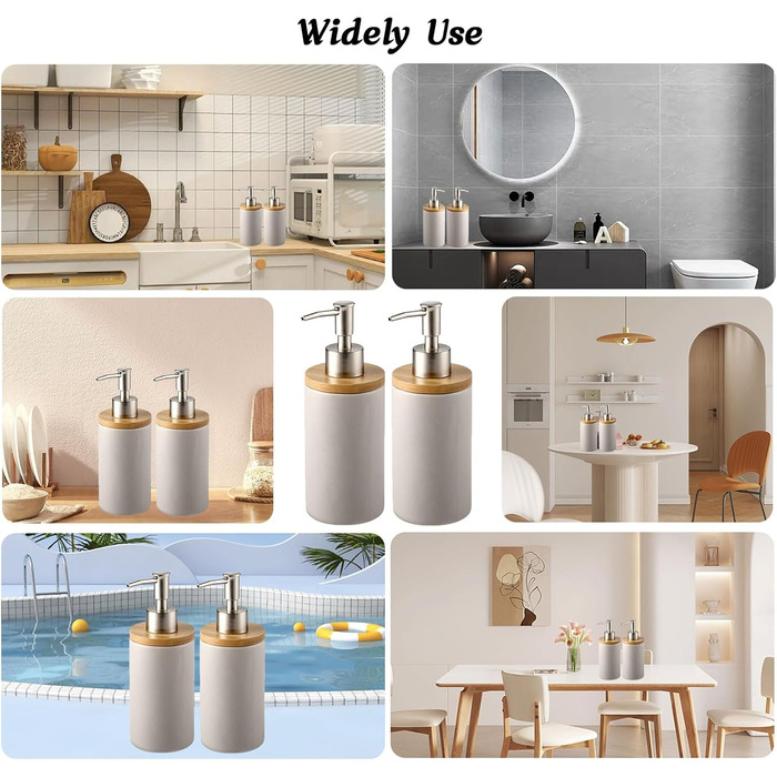 Дозатор для мила з кераміки, 500 мл, з металевим насосом, 2 шт. (сірий)