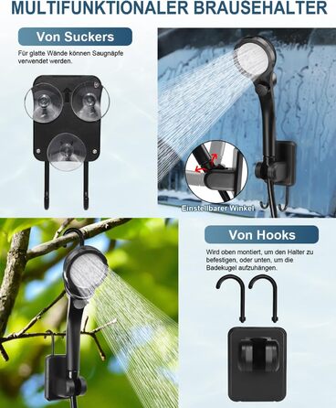 AUTOPkio Camping Shower with Pump, Upgraded Camping Shower 6000mAh Rechargeable Pump, Smart Digital Display for Camp, Outdoor, Pet, Emergency