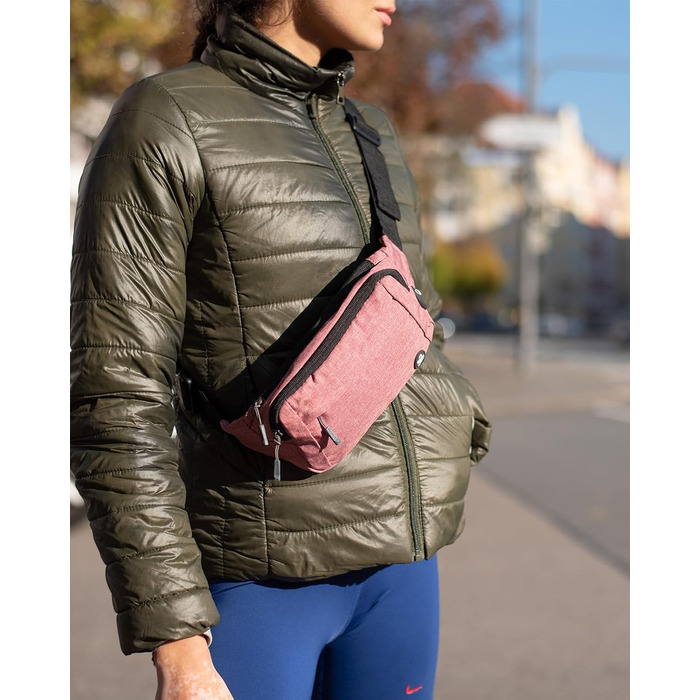 WATERFLY Поясна сумка на пояс для чоловіків та жінок: спортивна сумка на талію, поясна фанка, для подорожей, прогулянок з собакою, активного відпочинку (Тьмяно-червоний)