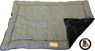 Ортопедичне ліжко для собак Ellie-Bo з піною з пам'яті, чорного кольору, вологостійке, для клітки 76 см, розмір M (XXL - [117 x 75 x 3 см], двостороннє твід та чорна штучна шерсть)