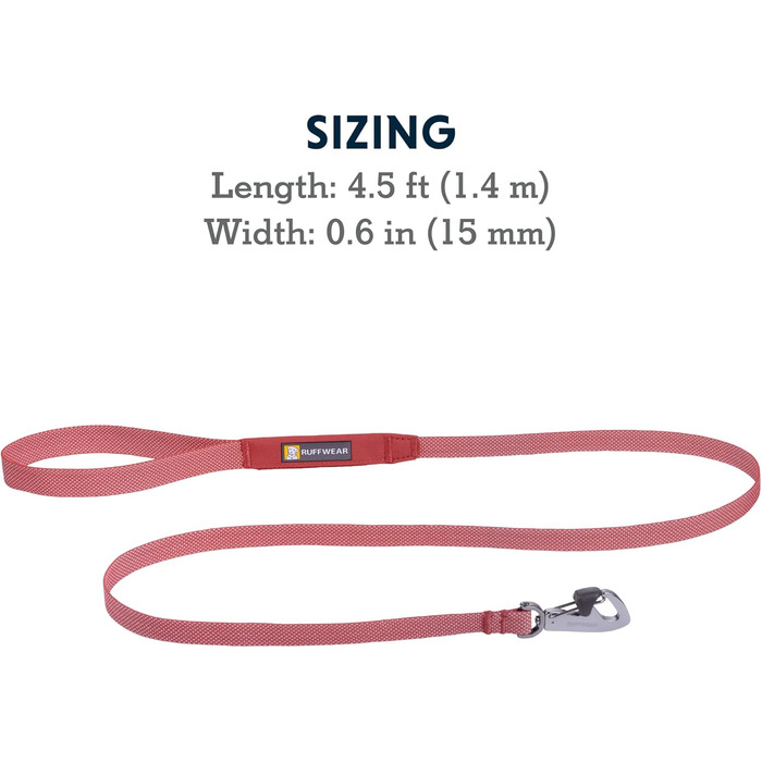 RUFFWEAR Dog Lead Hi & Light, Strong Lead with integrated storage pouch and secure Crux-Clip closure, compactly foldable to pocket size, (Salmon Pink)